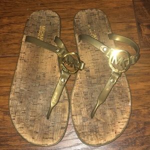 Gold Michael Kors Flip Flops